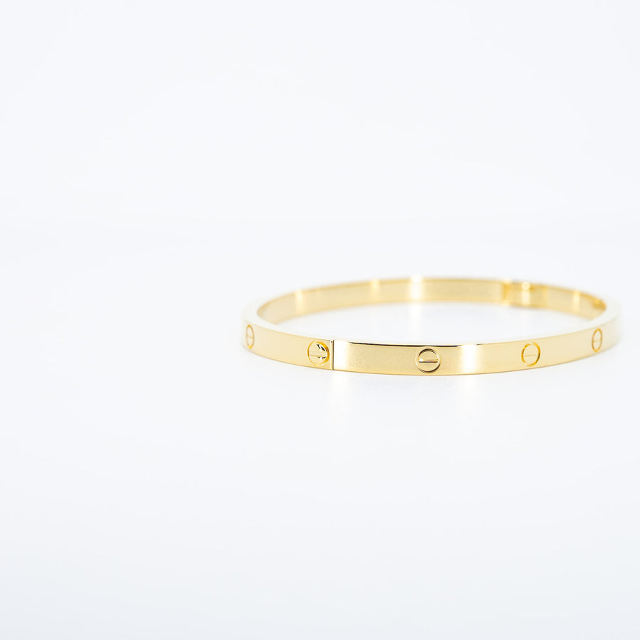 กำไลข้อมือ Cartier Love Bracelet, small model 18K Yellow Gold Size 15# (Used) #vrcab 7641