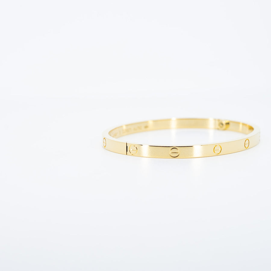 กำไลข้อมือ Cartier Love Bracelet, small model 18K Yellow Gold Size 15# (Used) #vrcab 7641
