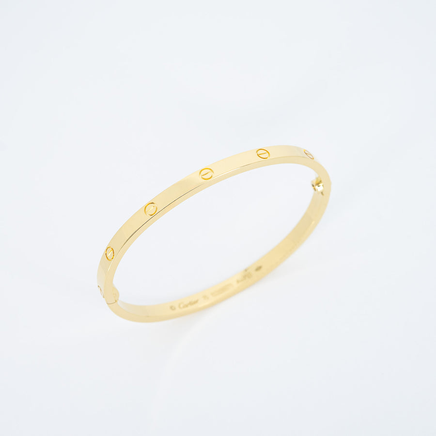 กำไลข้อมือ Cartier Love Bracelet, small model 18K Yellow Gold Size 15# (Used) #vrcab 7641