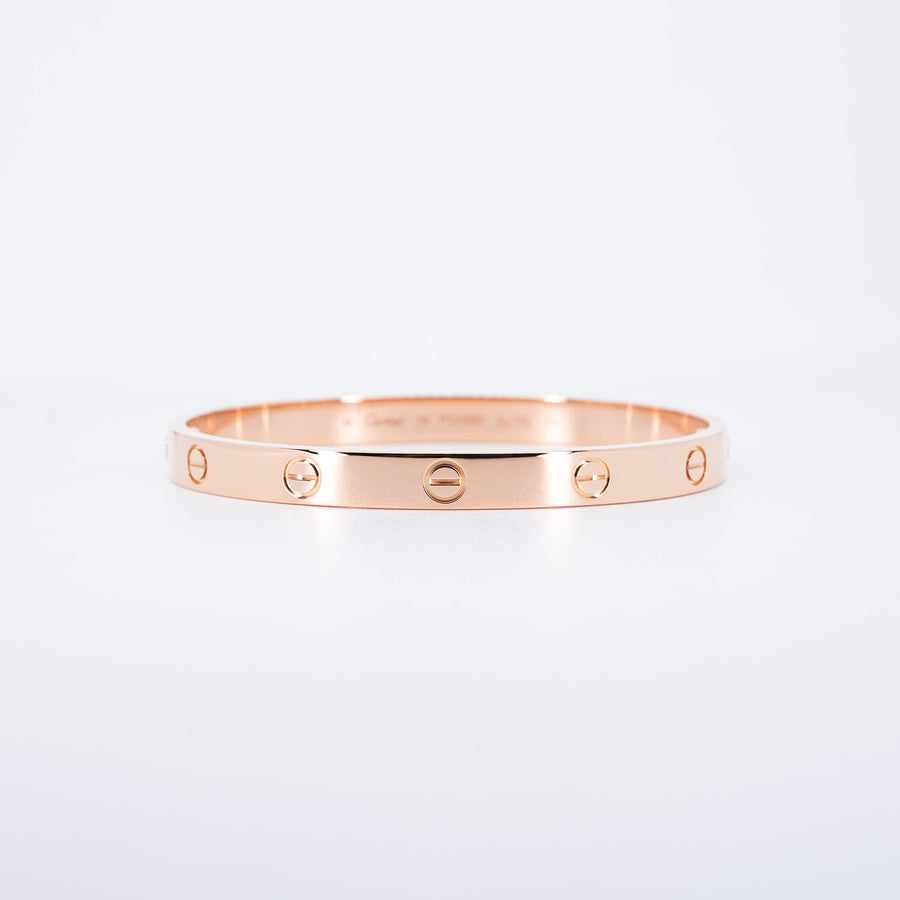 กำไลข้อมือ Cartier Love Bracelet 18K Rose Gold Size 18# (Used) #vrcab 7647