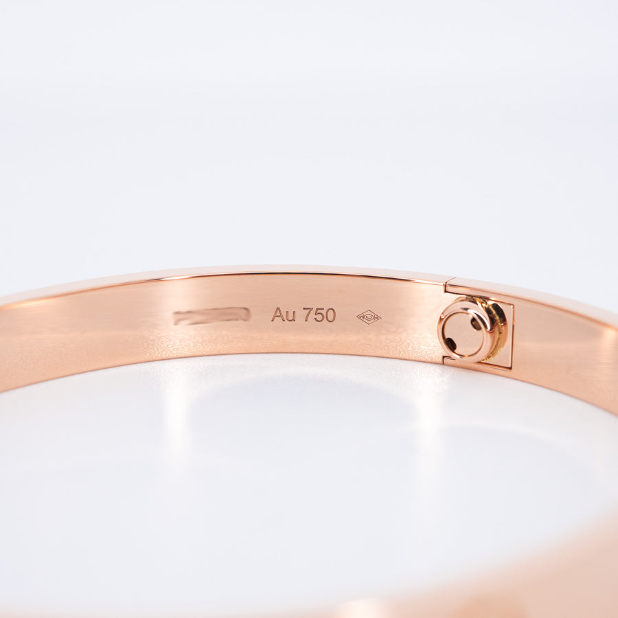 กำไลข้อมือ Cartier Love Bracelet 18K Rose Gold Size 18# (Used) #vrcab 7647