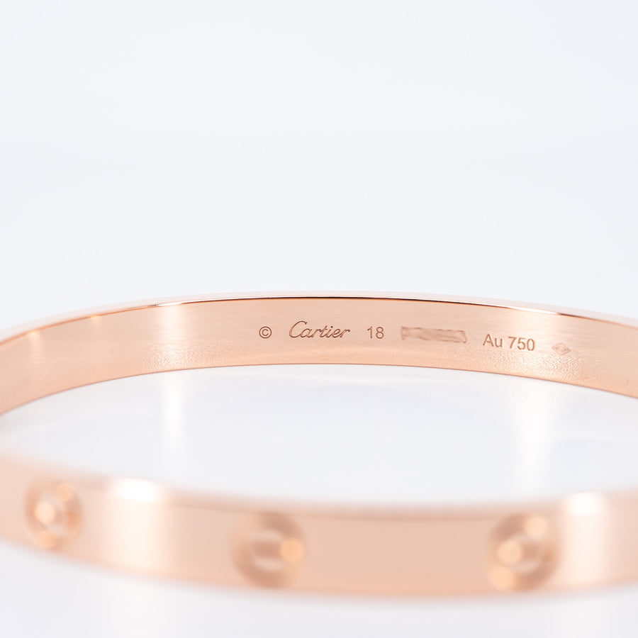 กำไลข้อมือ Cartier Love Bracelet 18K Rose Gold Size 18# (Used) #vrcab 7647
