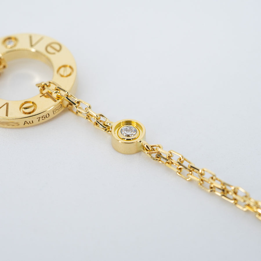 สร้อยข้อมือ Cartier Love bracelet, on chain, 2 diamonds 18K Yellow Gold Size 16-18cm.# (Used) #vrcab 7649