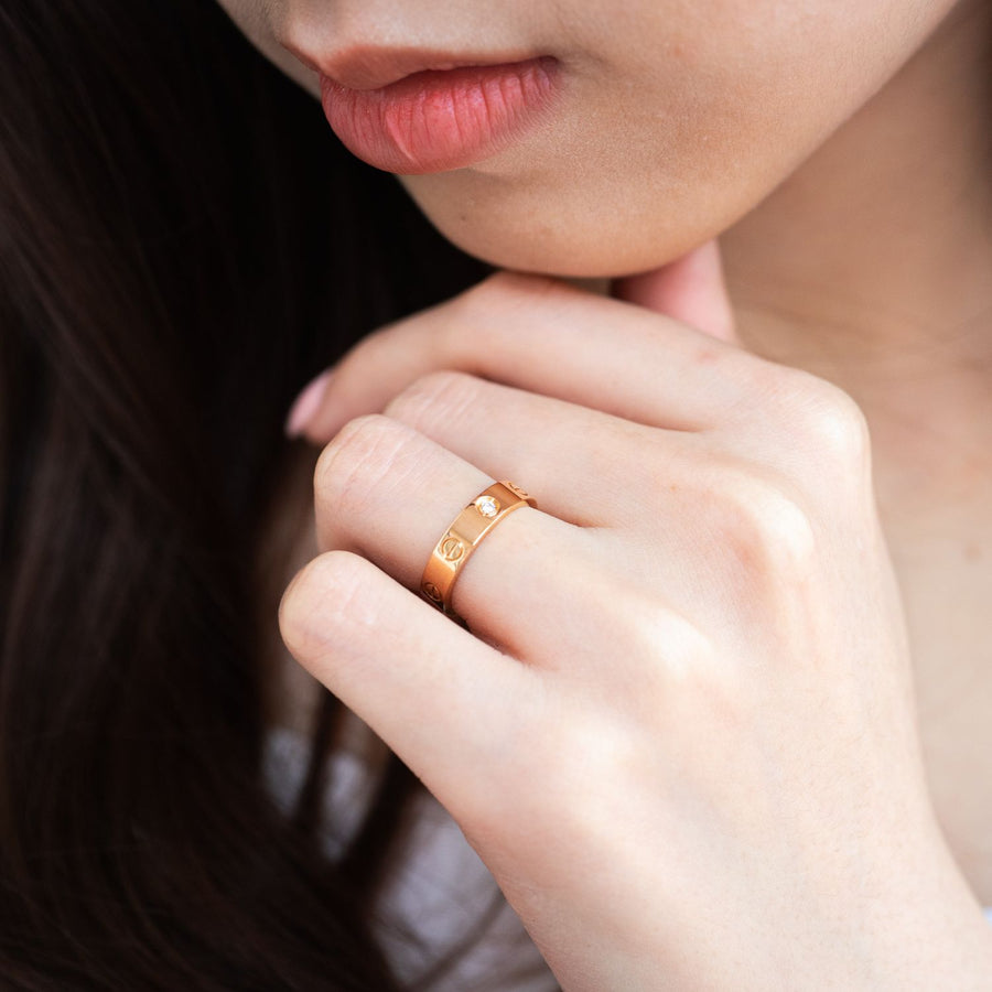 แหวน Cartier Love Ring, small model 1 diamond 18K Rose Gold Size 51# (Used) #vrcarimt 7595