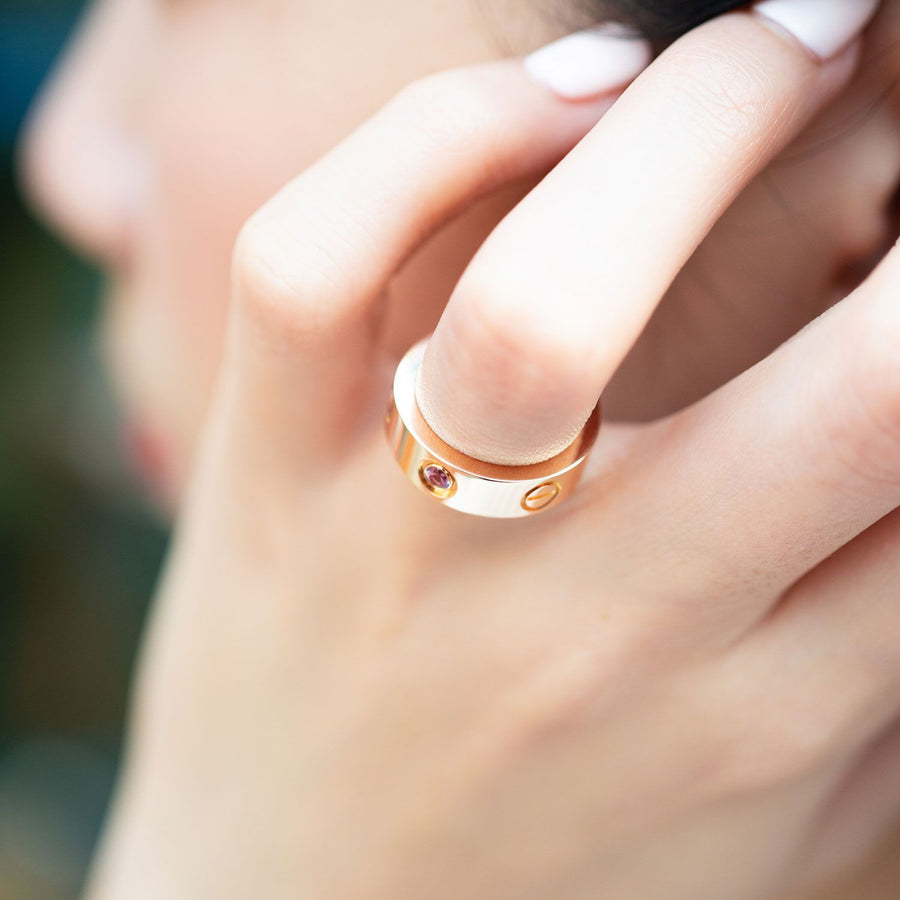แหวน Cartier Love Pink Sapphire Ring #T3 18K Rose Gold Size 50# (Used) #vrcarim 5967 #gemstone
