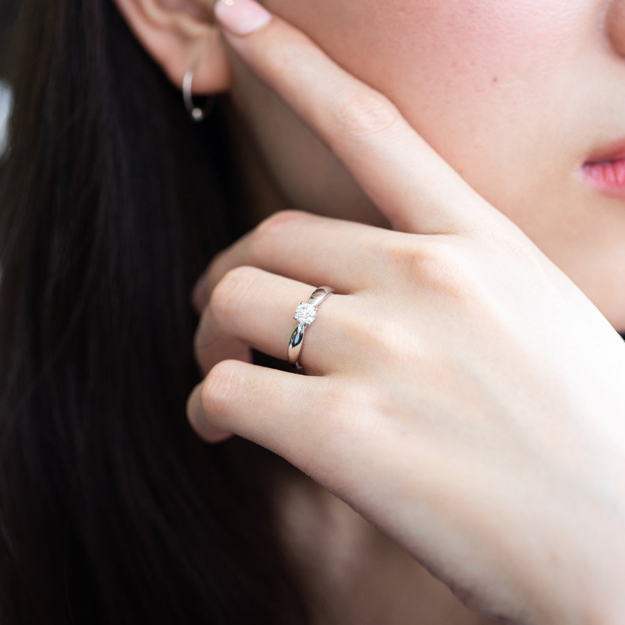 แหวน Tiffany & Co. Tiffany Harmony Solitaire ring Platinum950 with 0.37ct E VVS2 Diamond Size 47# (Used) #vrtixx 3785