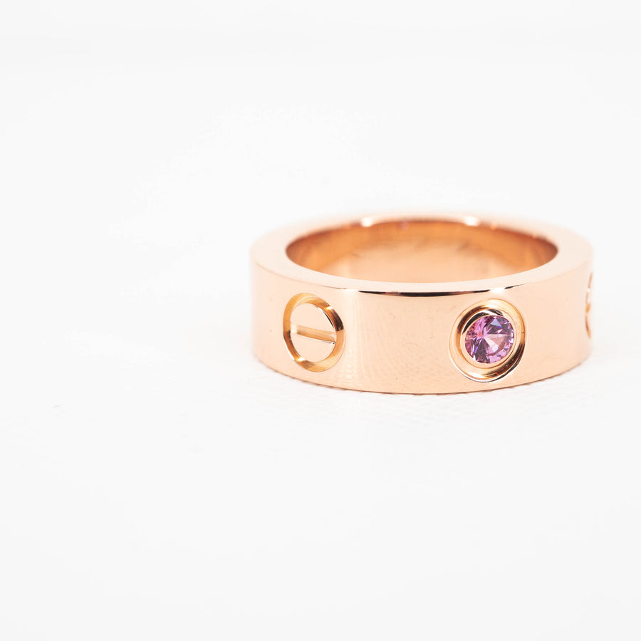 แหวน Cartier Love Pink Sapphire 18K Rose Gold Size 46# (Used) #vrcaim 3396 #gemstone