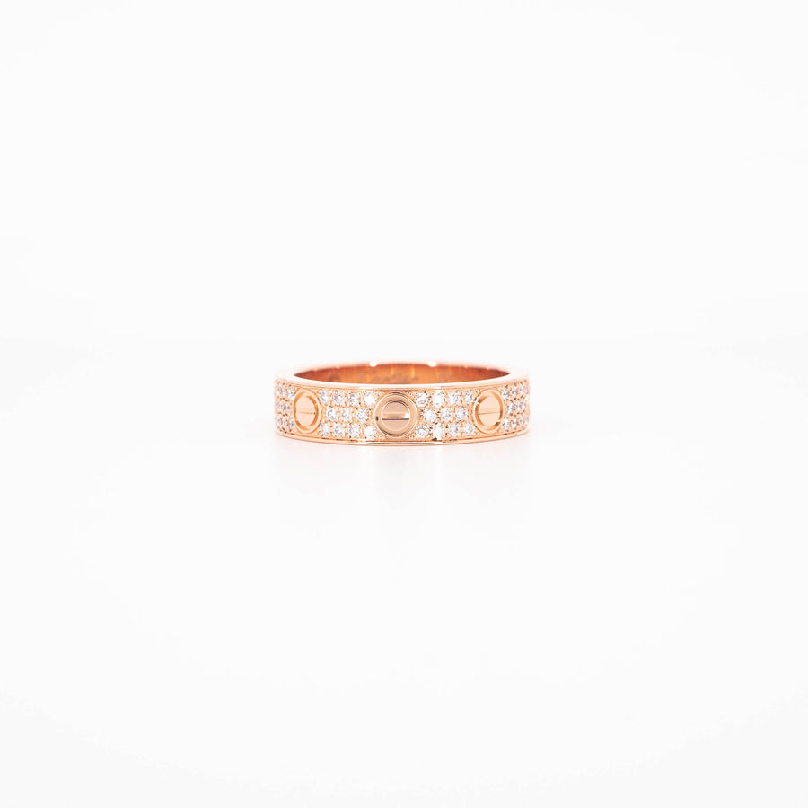 แหวน Cartier Love Band with Pave Diamonds 18K Rose Gold Size 46# (Used) #vrcaxx 3645