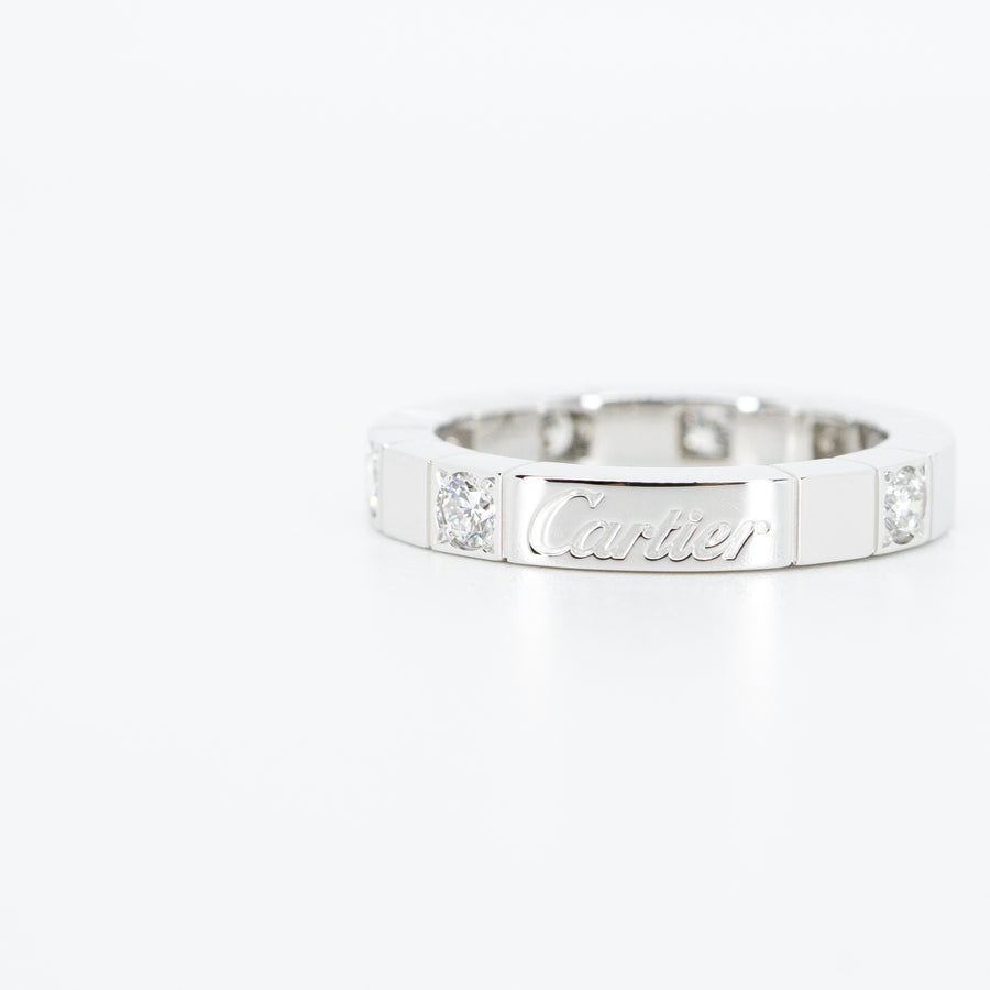 แหวน Cartier Lanieres With Half Diamonds Ring 18K White Gold Size 47# (Used) #vrcarim 4154