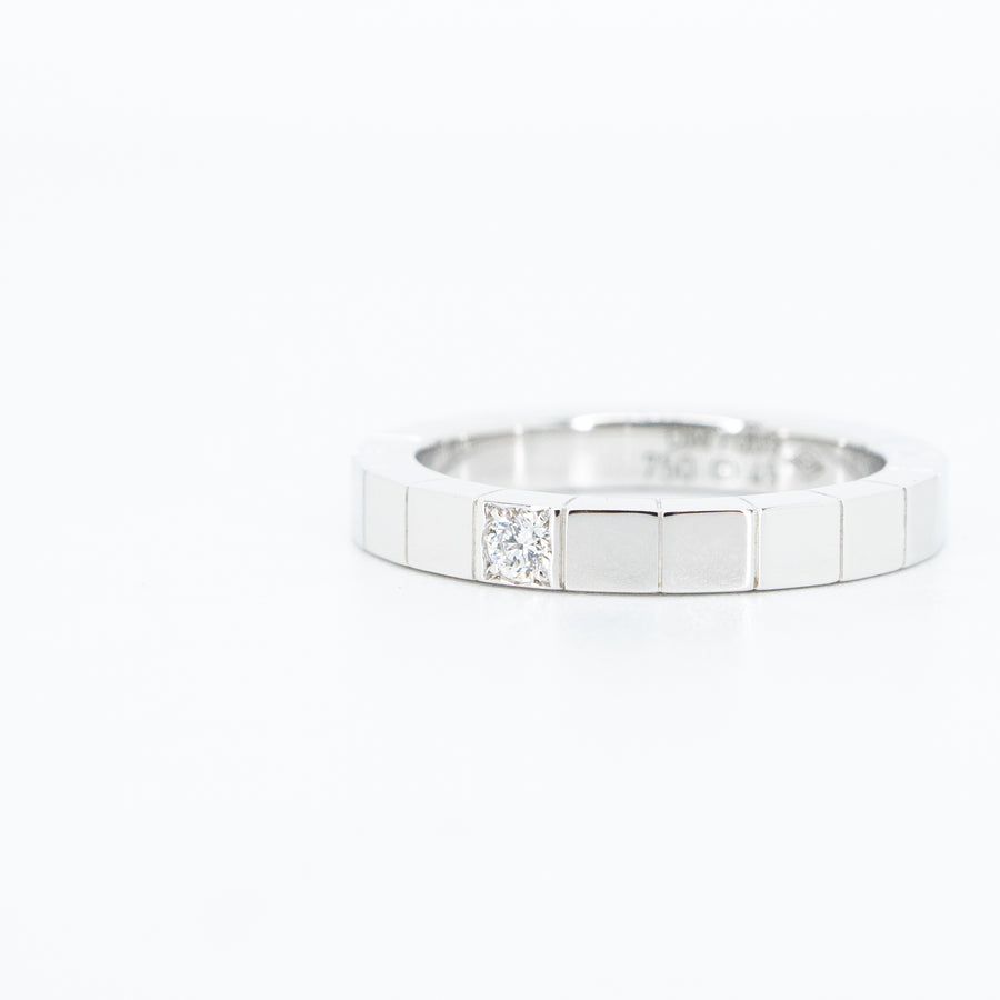 แหวน Cartier Lanieres 1diamond 18K White Gold Size 49# (Used) #vrca 0221
