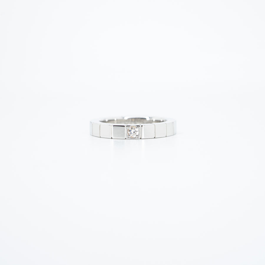 แหวน Cartier Lanieres 1diamond 18K White Gold Size 47# (Used) #vrcax 3531