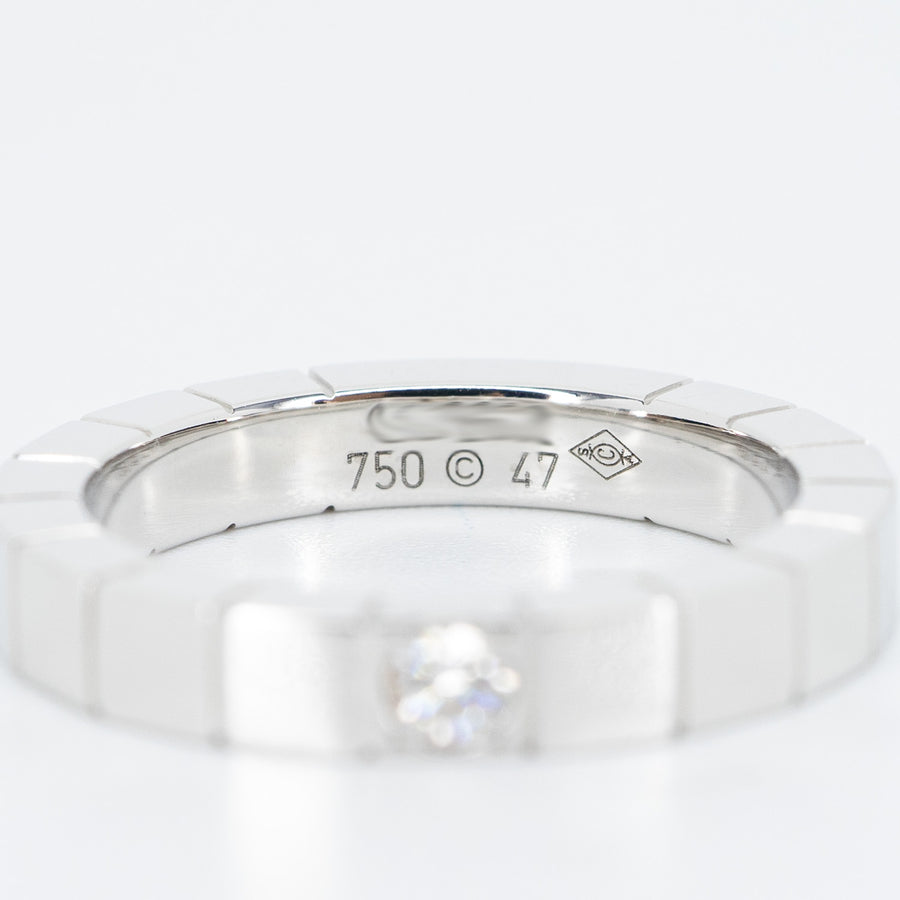 แหวน Cartier Lanieres 1diamond 18K White Gold Size 47# (Used) #vrcax 3531