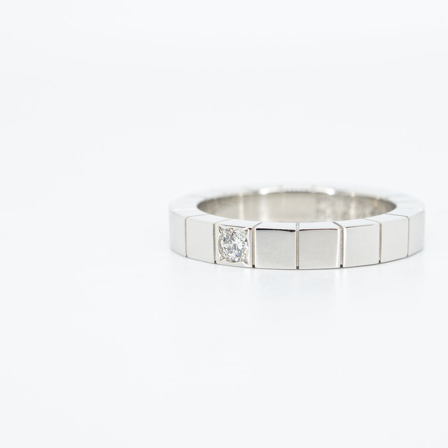 แหวน Cartier Lanieres 1diamond 18K White Gold Size 47# (Used) #vrcaim 2810