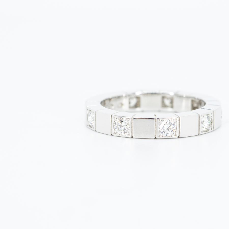 แหวน Cartier Lanieres with Half Diamond 18K White Gold Size 46# (Used) #vrcaim 2946
