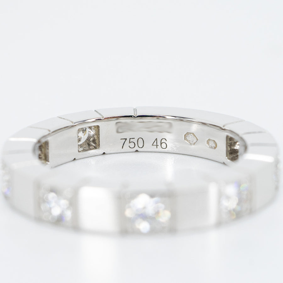 แหวน Cartier Lanieres with Half Diamond 18K White Gold Size 46# (Used) #vrcaim 2946