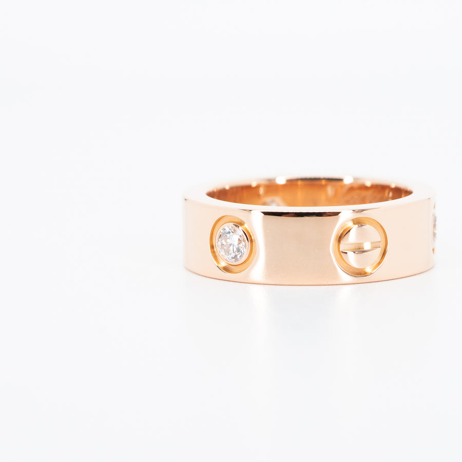 แหวน Cartier Love 3Diamonds Ring 18K Rose Gold Size 47# (Used) #vrcarim 4309