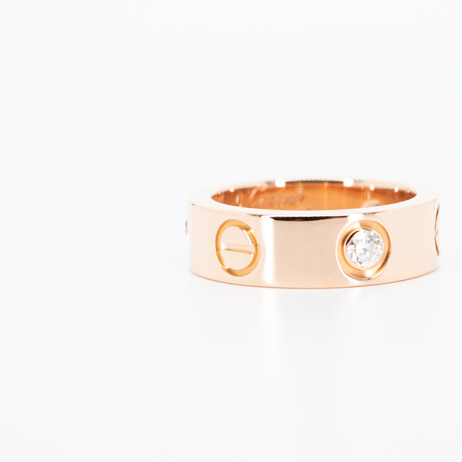 แหวน Cartier Love 3Diamonds Ring 18K Rose Gold Size 47# (Used) #vrcarim 4309