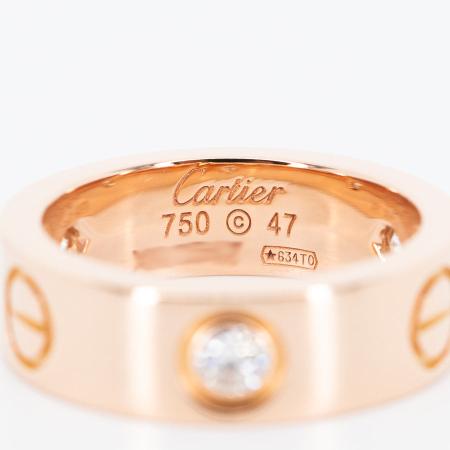 แหวน Cartier Love 3Diamonds Ring 18K Rose Gold Size 47# (Used) #vrcarim 4309