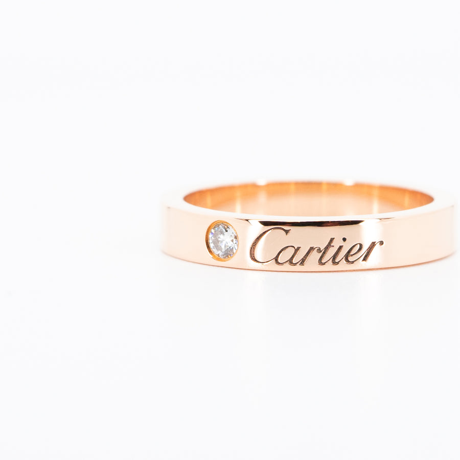 แหวน Cartier C De Cartier Band with Diamond 18K Rose Gold Size 47# (Used) #vrcaim 2512