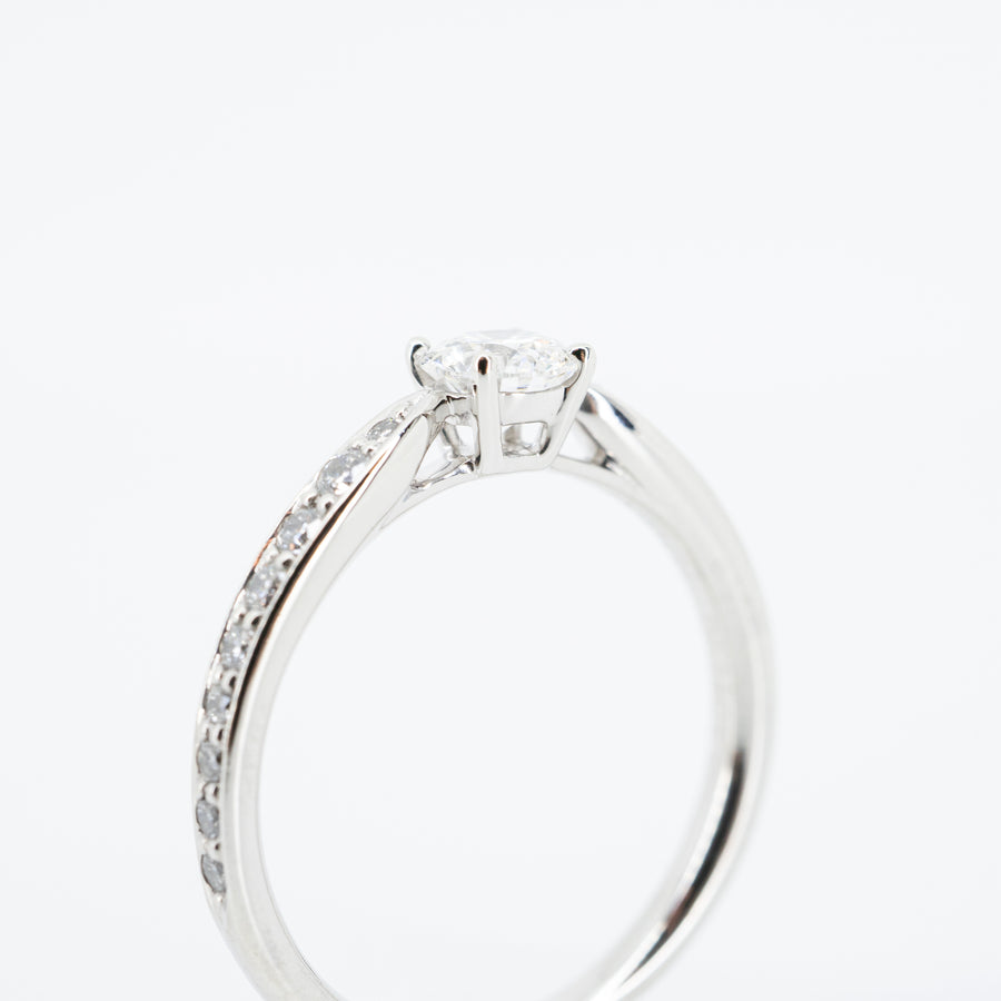 แหวน Tiffany & Co. Tiffany Harmony Solitaire Ring Pave Diamonds 0.28ct F VVS1 Platinum950 Size 47# (Used) #vrtirim 4391