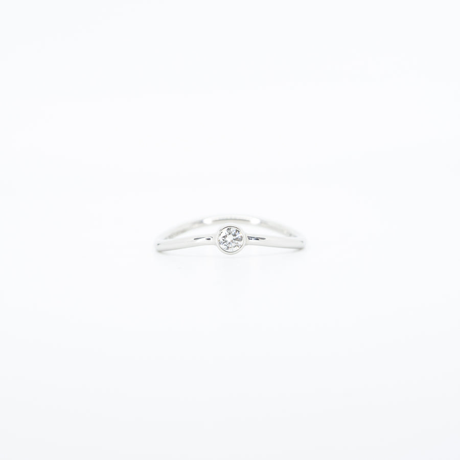 แหวน Tiffany & Co. Elsa Peretti Wave Single-row Diamond Ring Platinum950 Size 45# (Used) #vrtiim 2548