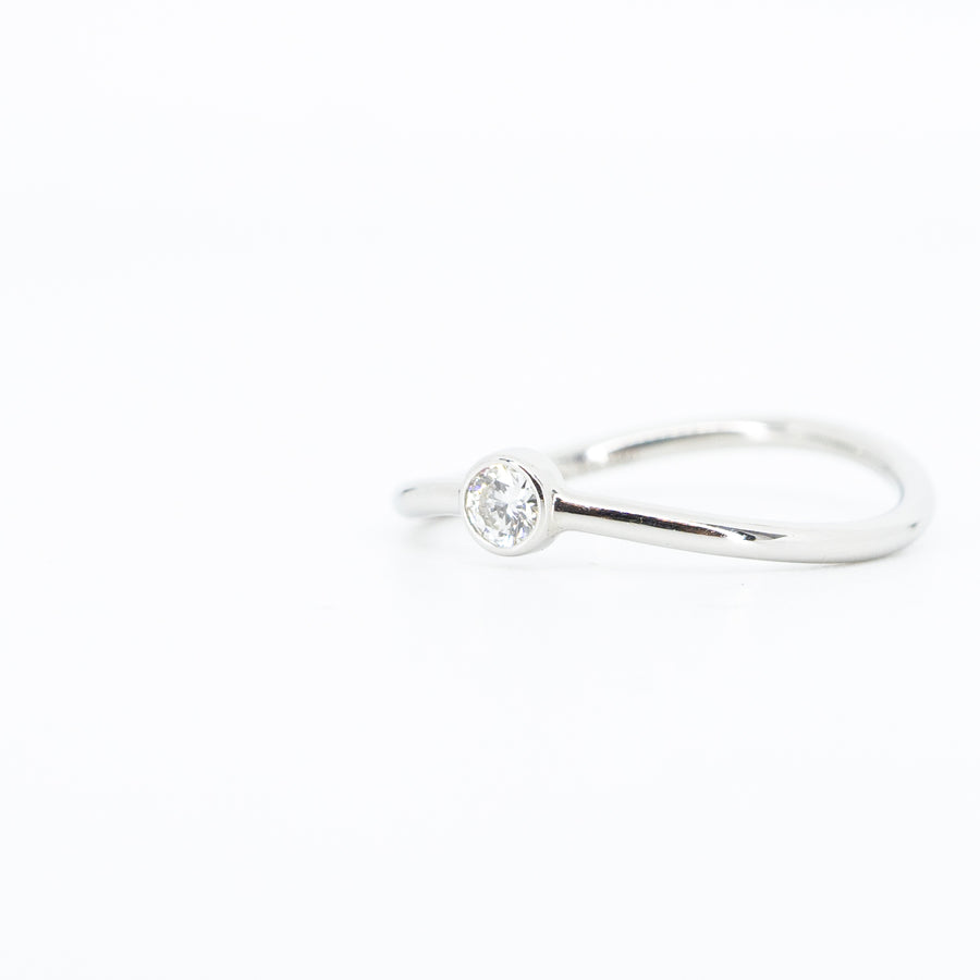 แหวน Tiffany & Co. Elsa Peretti Wave Single-row Diamond Ring Platinum950 Size 45# (Used) #vrtiim 2548