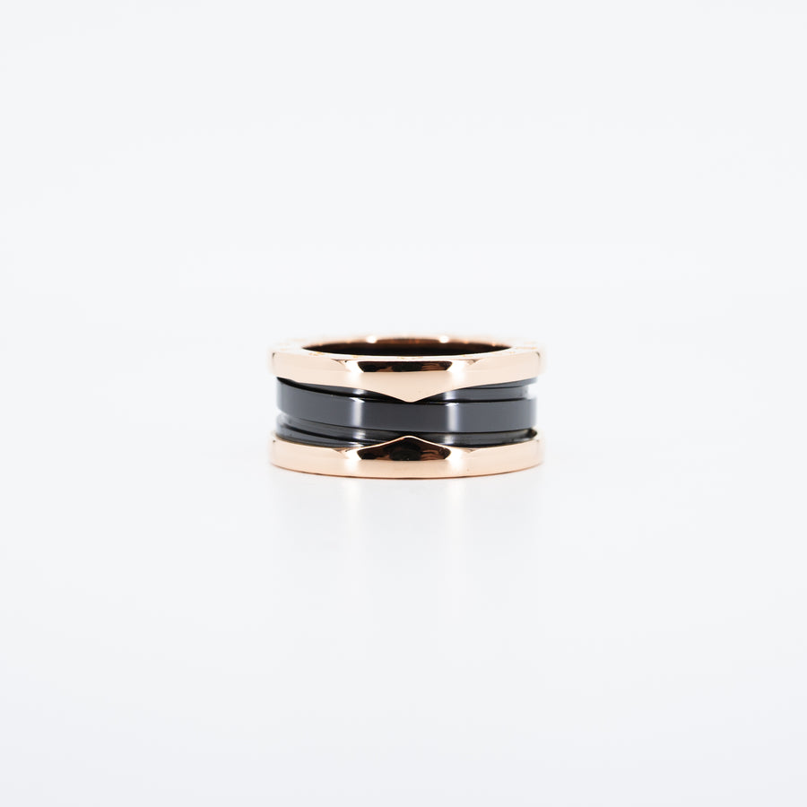 แหวน Bvlgari B.zero1 2band Black Ceramic Ring 18K Rose Gold Size 48# (Used) #vrbvrim 4374