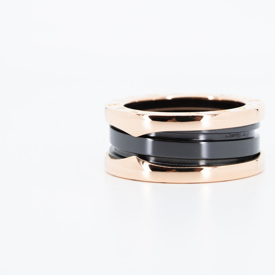 แหวน Bvlgari B.zero1 2band Black Ceramic Ring 18K Rose Gold Size 48# (Used) #vrbvrim 4374