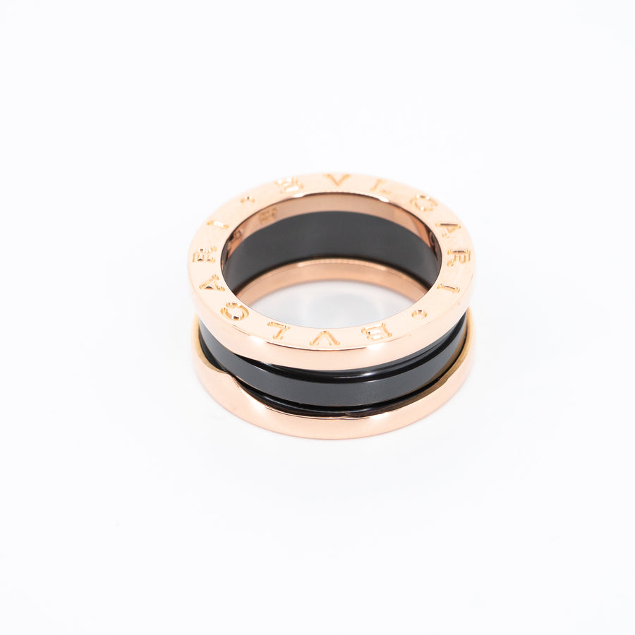 แหวน Bvlgari B.zero1 2band Black Ceramic Ring 18K Rose Gold Size 48# (Used) #vrbvrim 4374