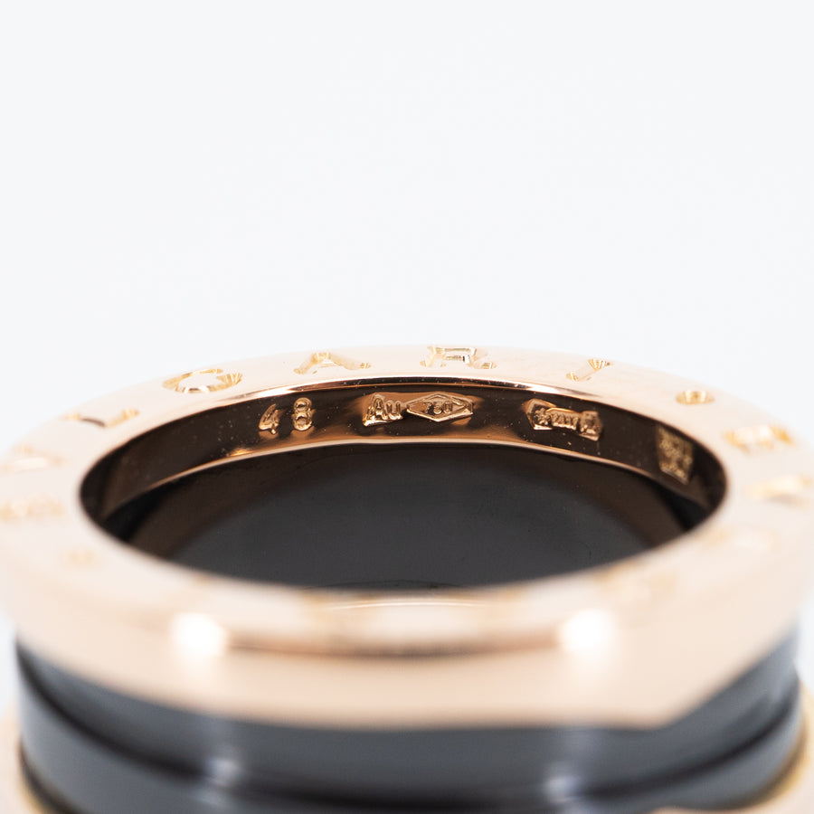 แหวน Bvlgari B.zero1 2band Black Ceramic Ring 18K Rose Gold Size 48# (Used) #vrbvrim 4374