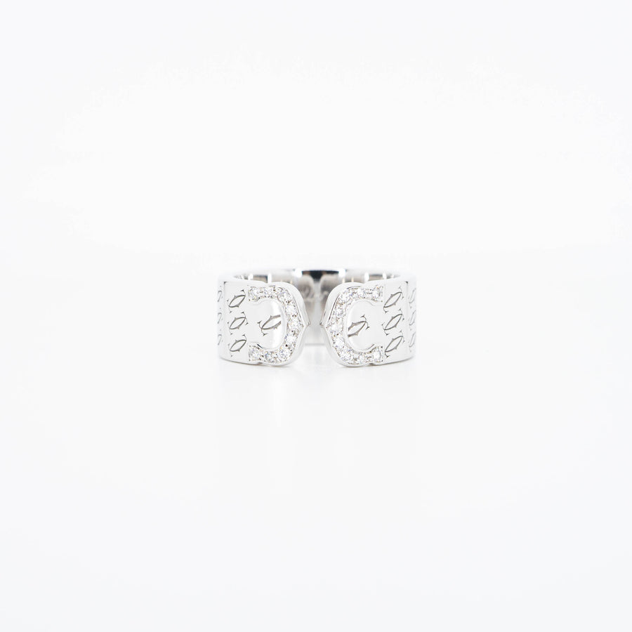 แหวน Cartier 2C with Diamonds Limited Edition 18K White Gold Size 50# (Used) #vrcarim 3915