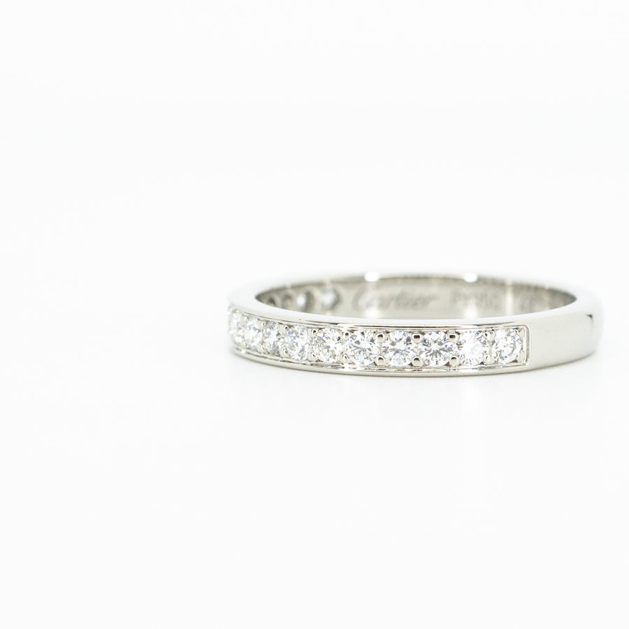 แหวน Cartier 1895 Wedding Band with Eternity ring Diamonds Platinum950 Size 48# (Used) #vrcarim 4665