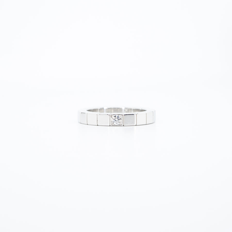 แหวน Cartier Lanieres 1diamond Ring 18K White Gold Size 48# (Used) #vrcarim 4393