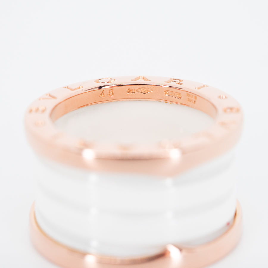 แหวน Bvlgari B.zero1 4band White Ceramic 18K Rose Gold Size 48# (Used) #vrbvrim 3952