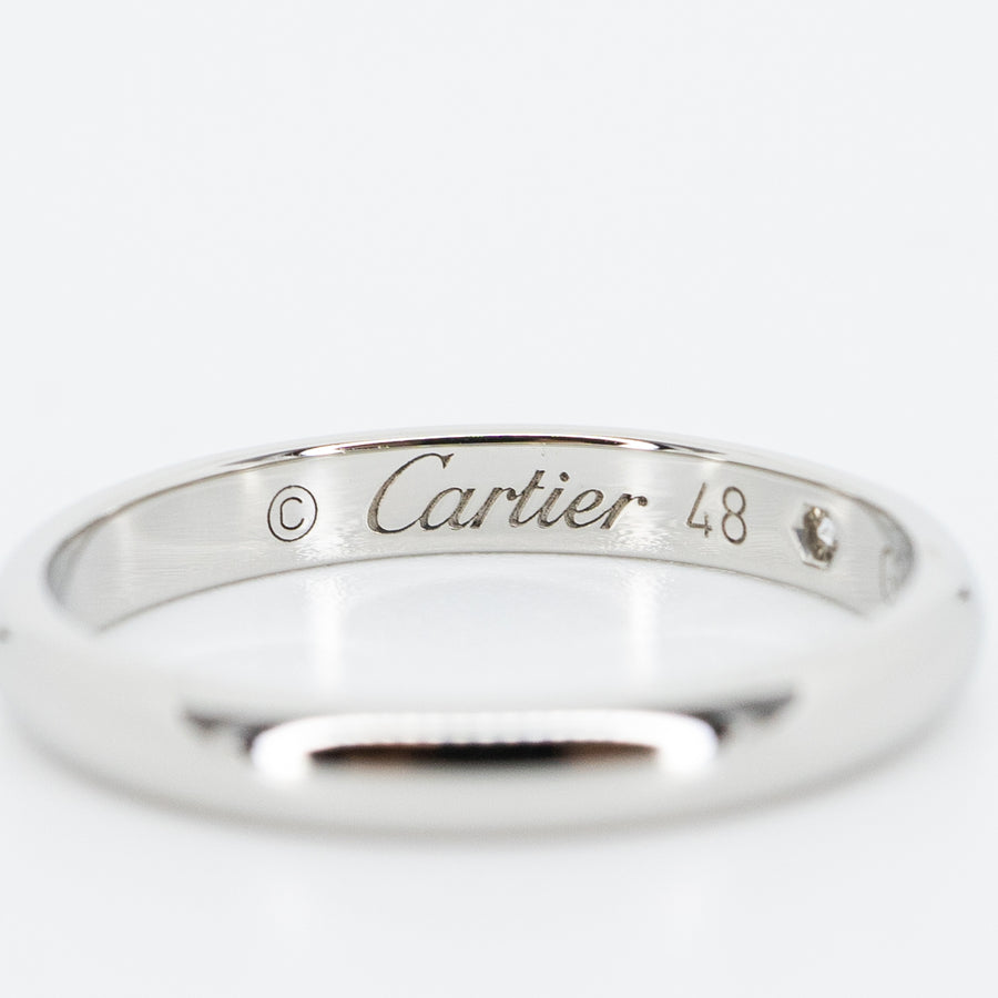 แหวน Cartier 1895 Band with 1 Diamond Platinum950 Size 48# (Used) #vrcarim 4525