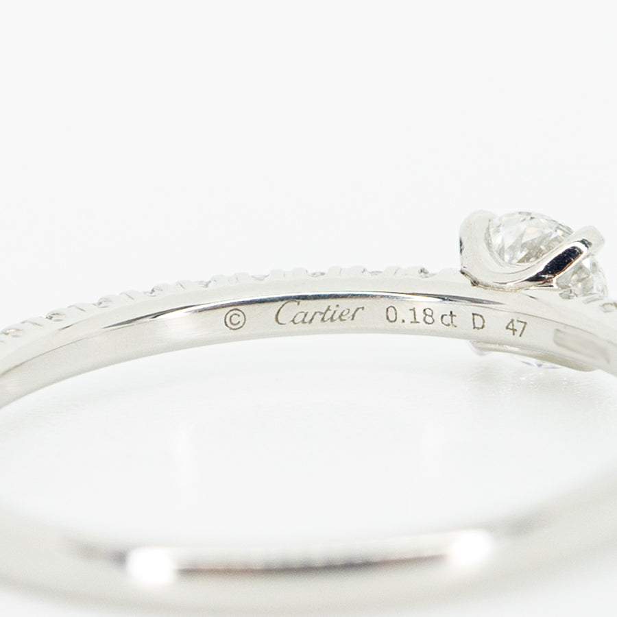 แหวน Cartier Etincelle De Cartier Solitaire ring with 0.18ct D VVS1 Diamond Platinum950 Size 47# (Used) #vrcaim 2338