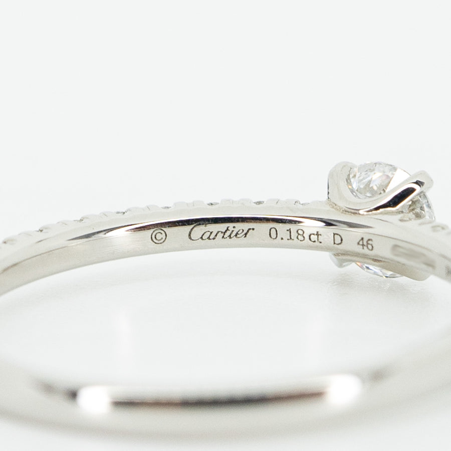 แหวน Cartier Etincelle De Cartier Solitaire ring with 0.18ct D IF Diamond Platinum950 Size 46# (Used) #vrcaim 2339