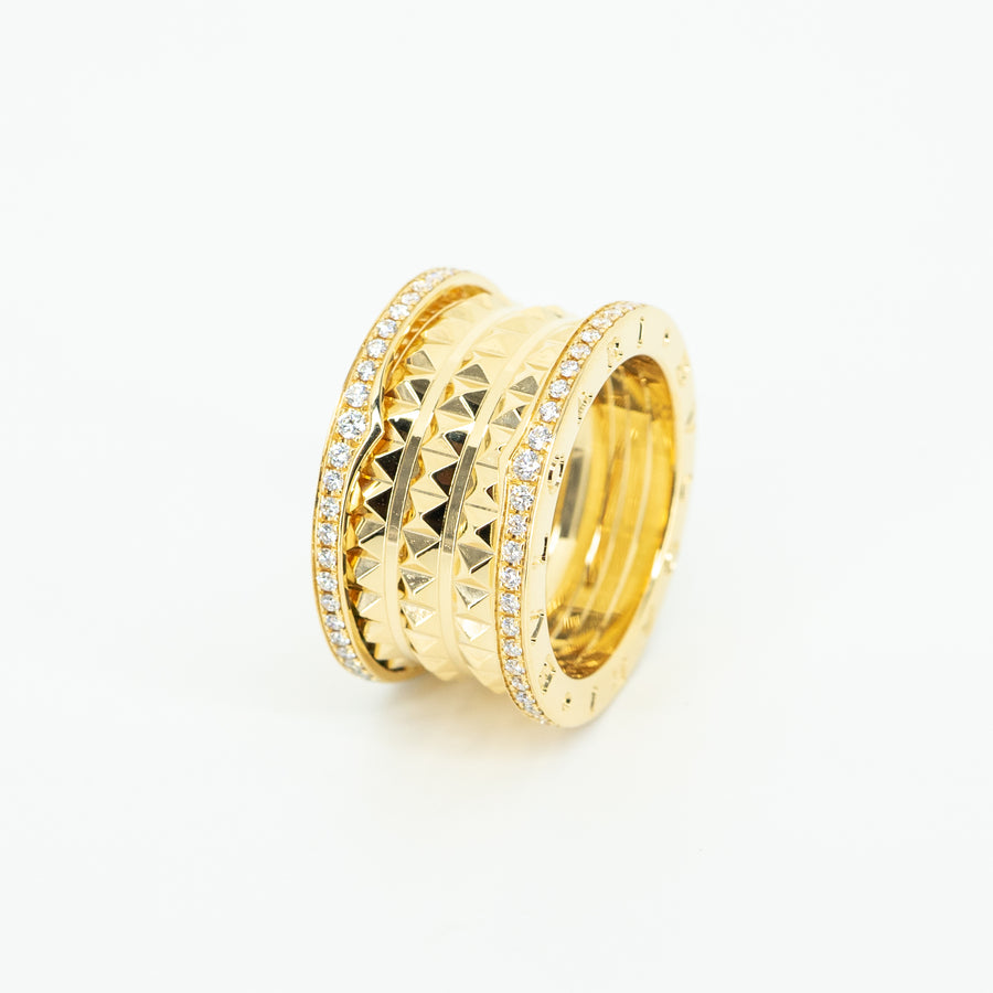 แหวน Bvlgari B.zero1 Rock four-band ring with pavé diamonds 18K Yellow Gold Size 52# (Used) #T2 #vrbvr 4730