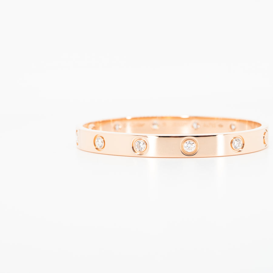 Cartier Love Bracelet 10 Diamonds 18K Rose Gold Size 15