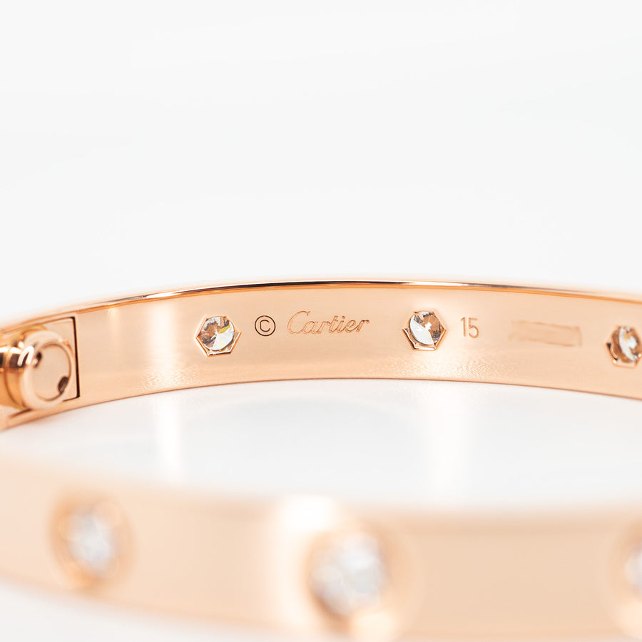 Cartier love bracelet rose hotsell gold diamonds