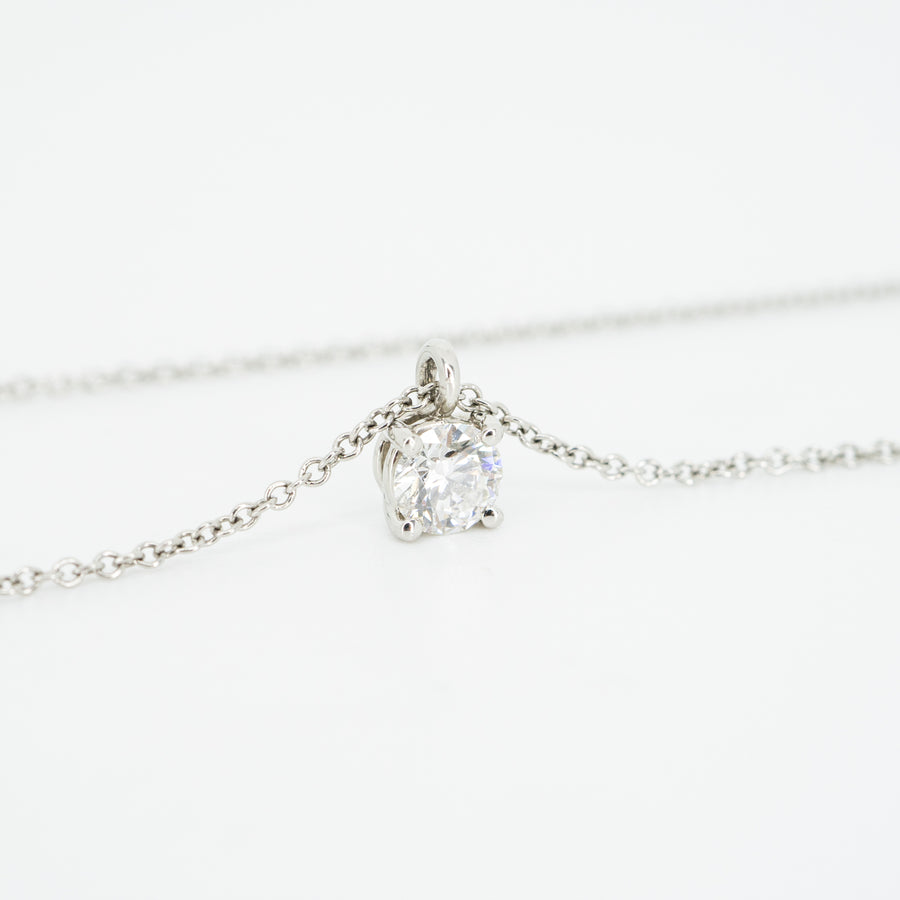 สร้อยและจี้ Tiffany & Co. Tiffany Solitaire Diamond Pendant Necklace 0.33ct. Platinum950 Size 15-16"# (Used) #vrtinlim 4808