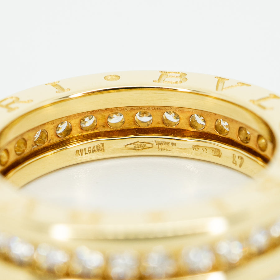 แหวน Bvlgari B.zero1 1band with Pave Diamond Eternity ring 18K Yellow Gold Size 47# (Used) #vrbvrim 4796