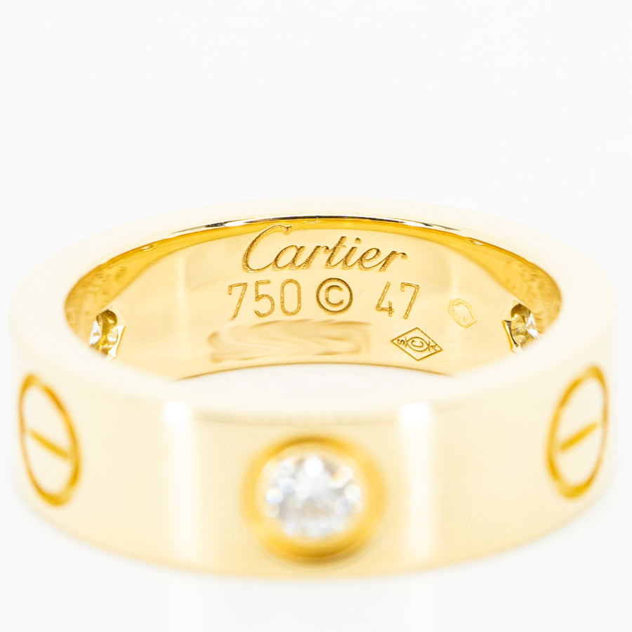 แหวน Cartier Love 3Diamonds Ring 18K Yellow Gold Size 47# (Used) #vrcarimt 4097