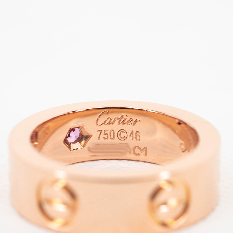 แหวน Cartier Love Pink Sapphire 18K Rose Gold Size 46# (Used) #vrcaim 3396 #gemstone